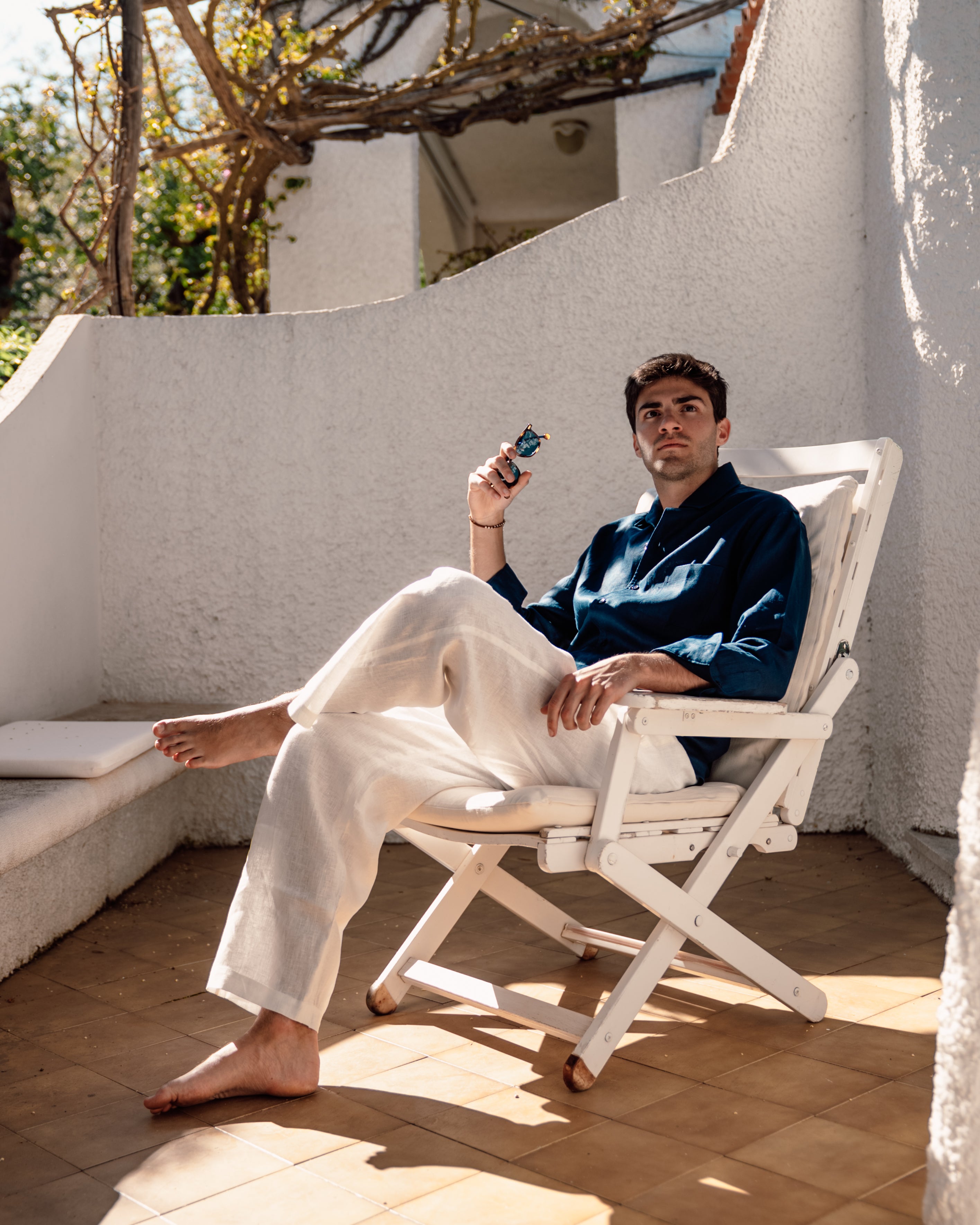 Pantalone Ace in lino BIANCO SETA