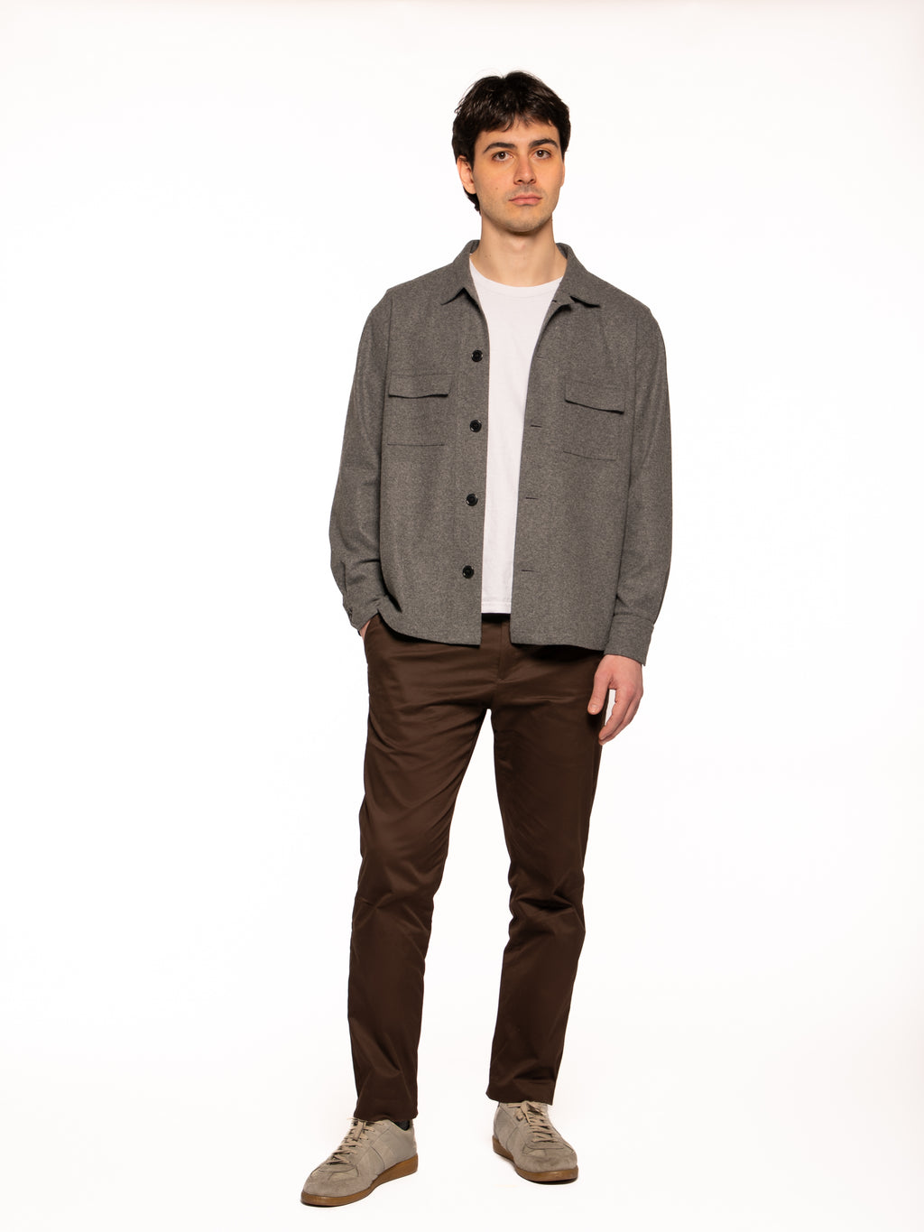 Overshirt Aifa in lana viscosa FUCILE/NERO