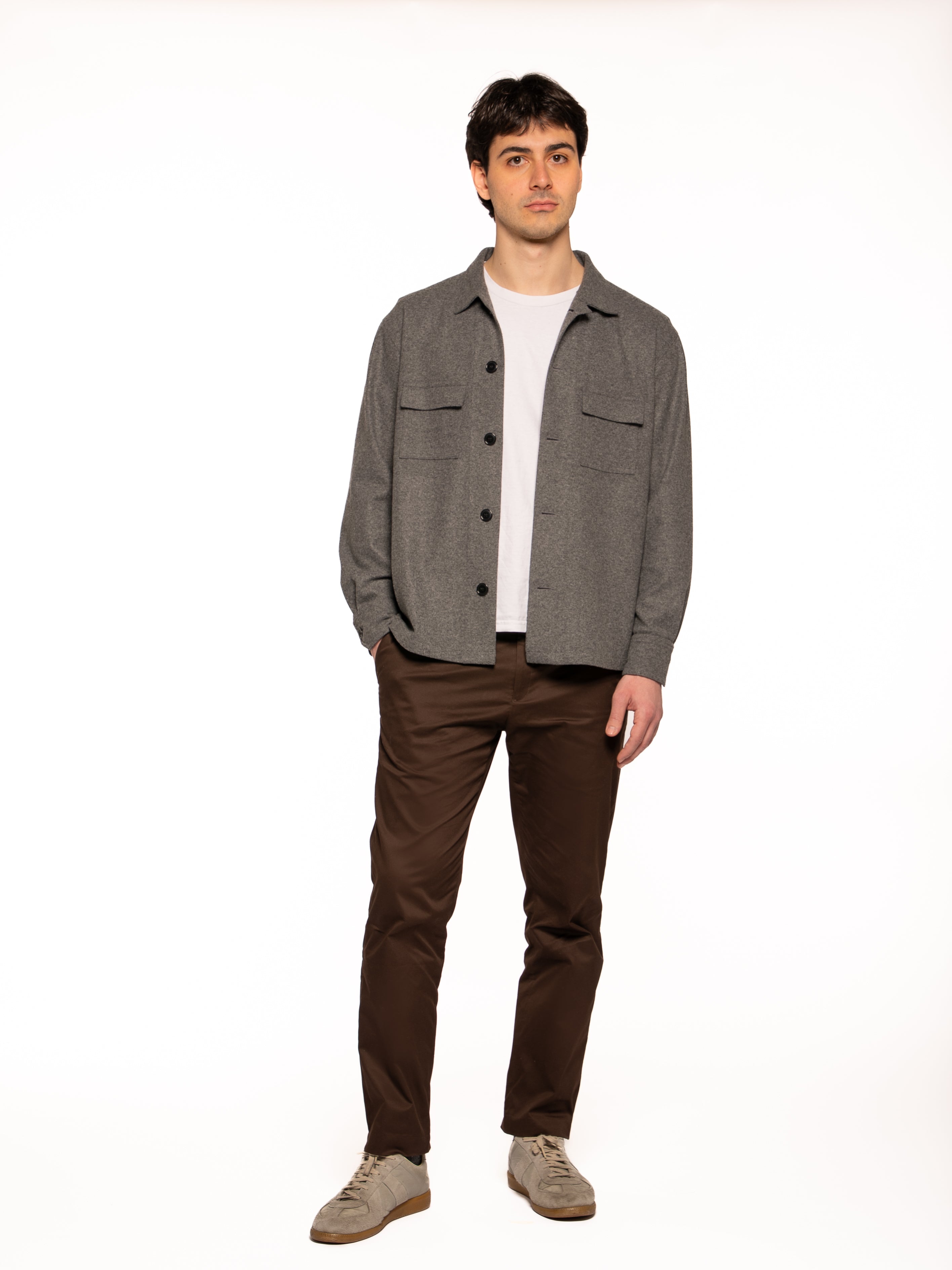 Overshirt Aifa in lana viscosa FUCILE/NERO