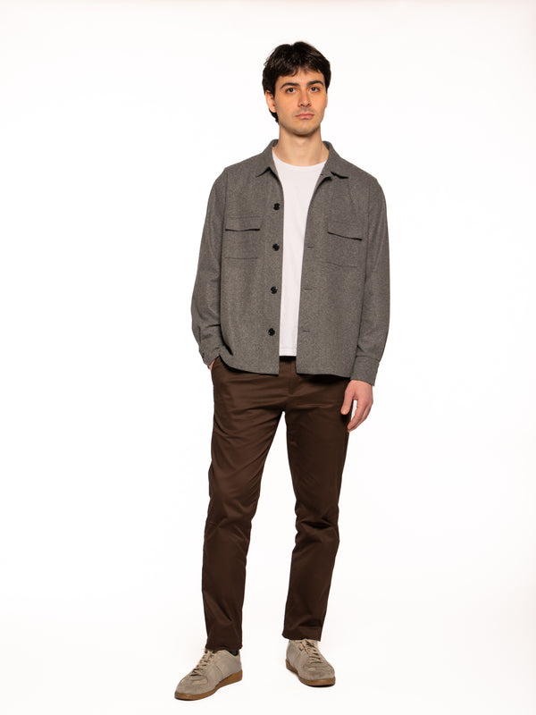 Overshirt Aifa in lana viscosa FUCILE/NERO