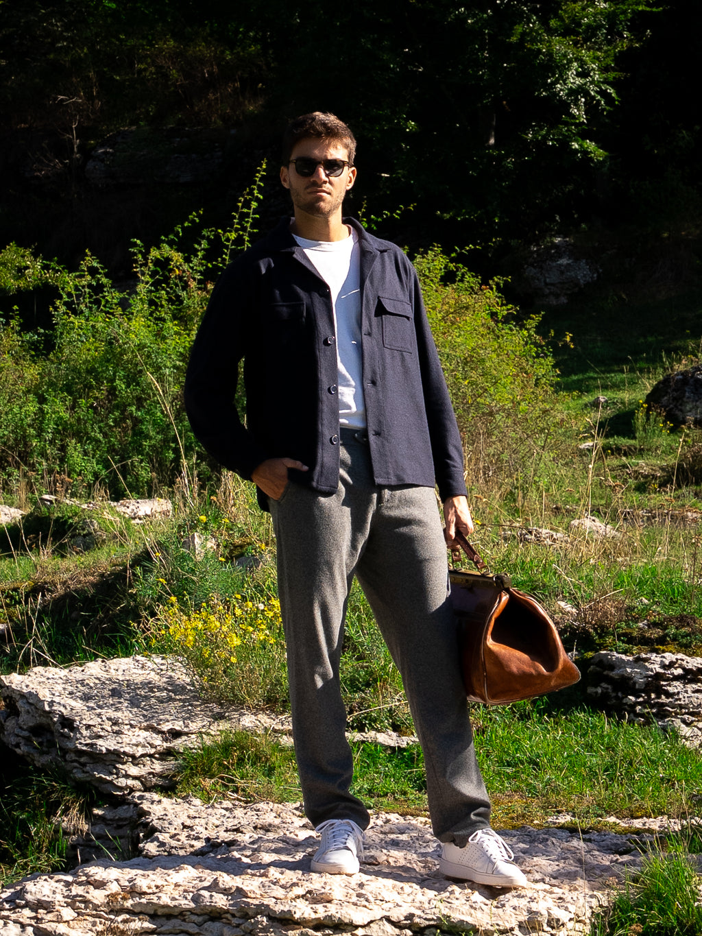 Overshirt Aifa in lana viscosa BLU NAVY