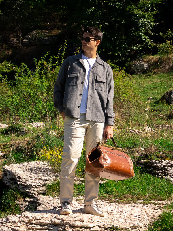 Overshirt Aifa in lana viscosa FUCILE/NERO