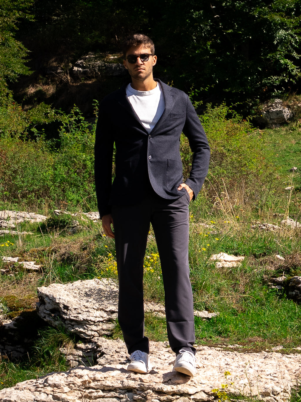 Giacca Pepita in lana viscosa BLU NAVY