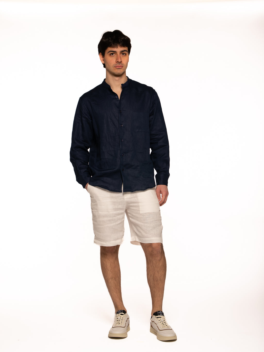 Pantalone Looper in lino BIANCO SETA