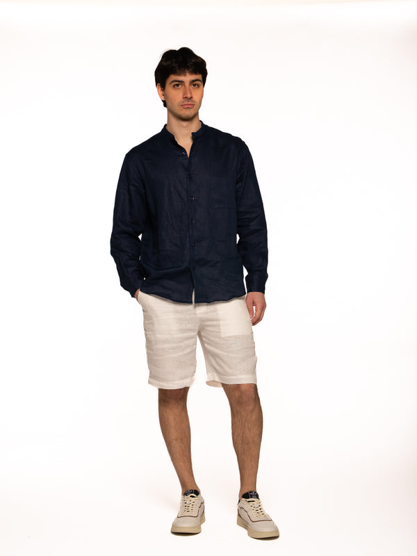 Pantalone Looper in lino BIANCO SETA