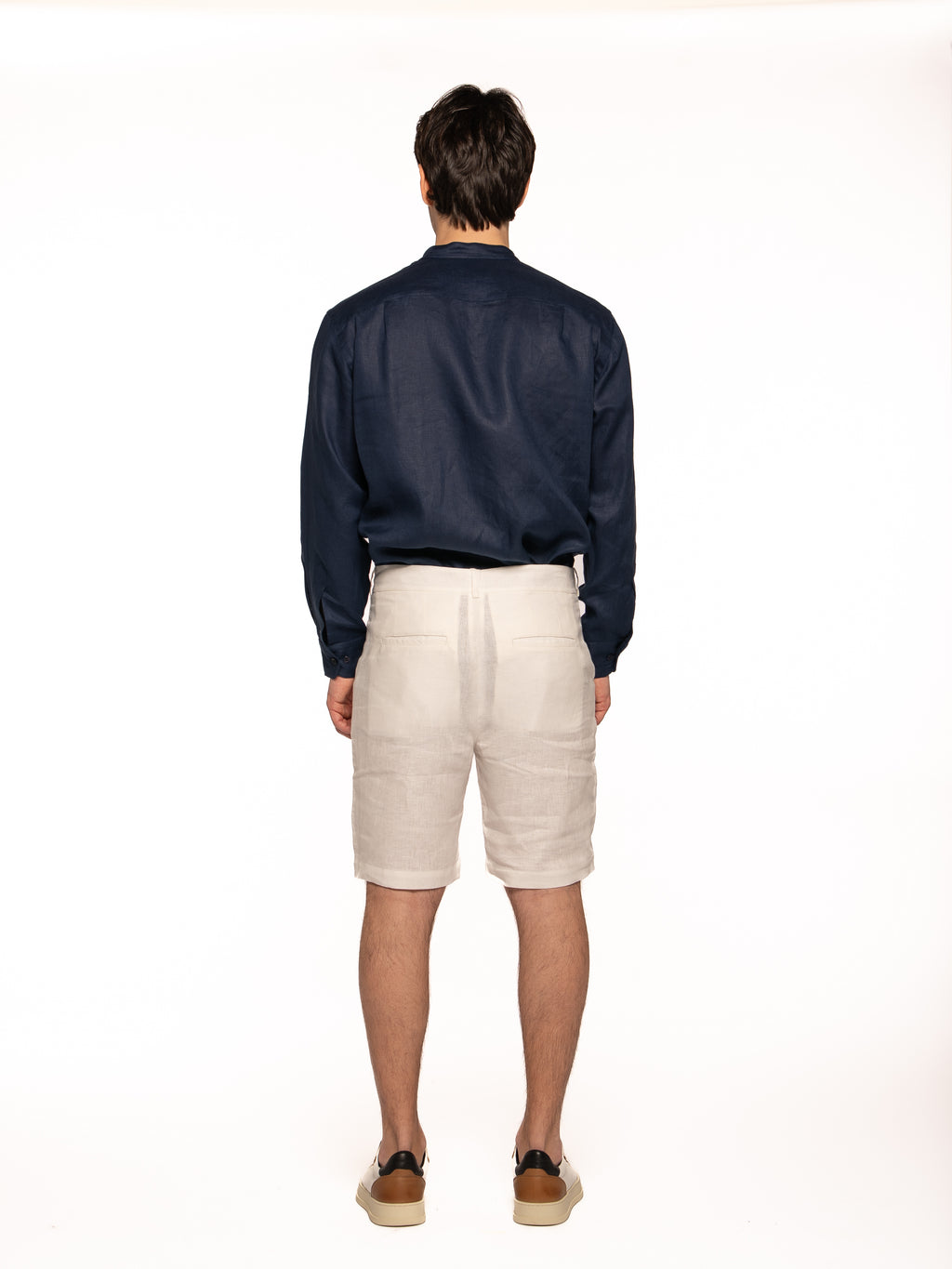 Pantalone Looper in lino BIANCO SETA