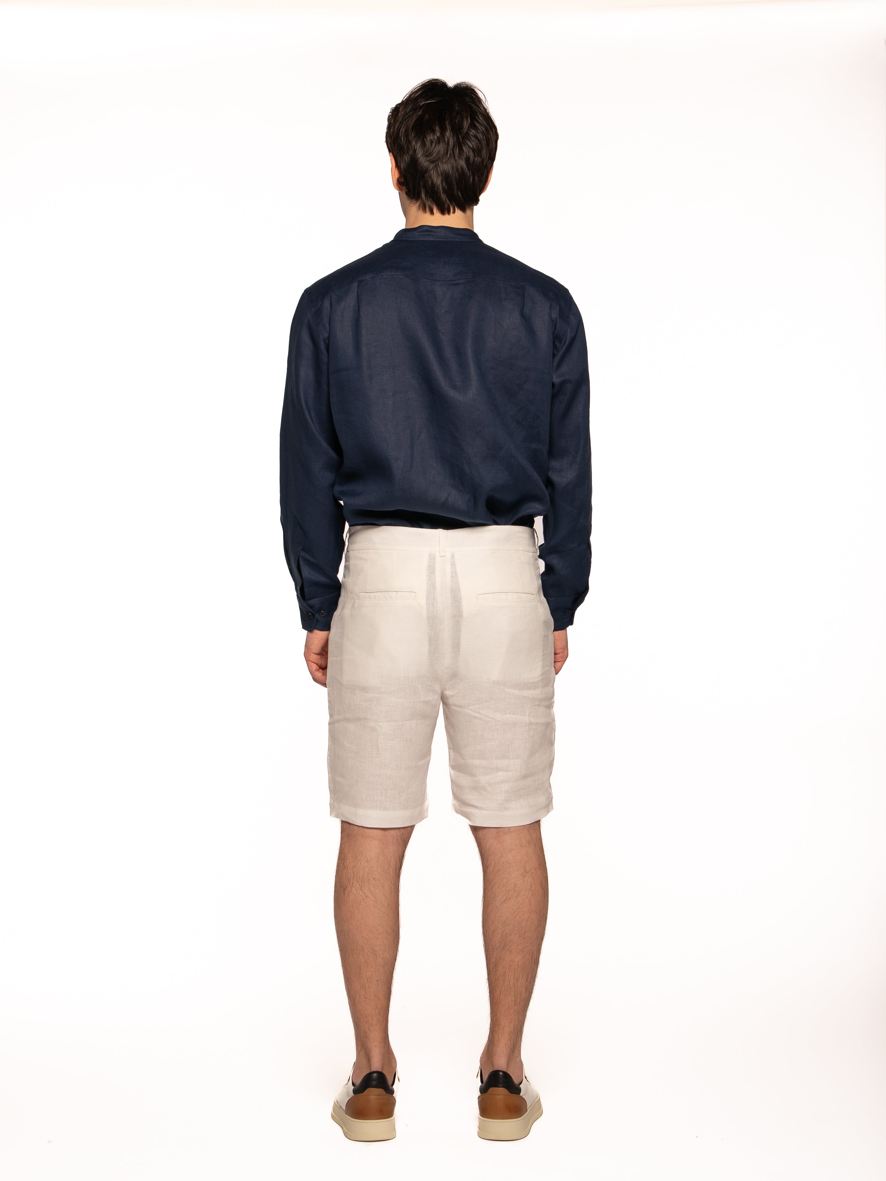 Pantalone Looper in lino BIANCO SETA