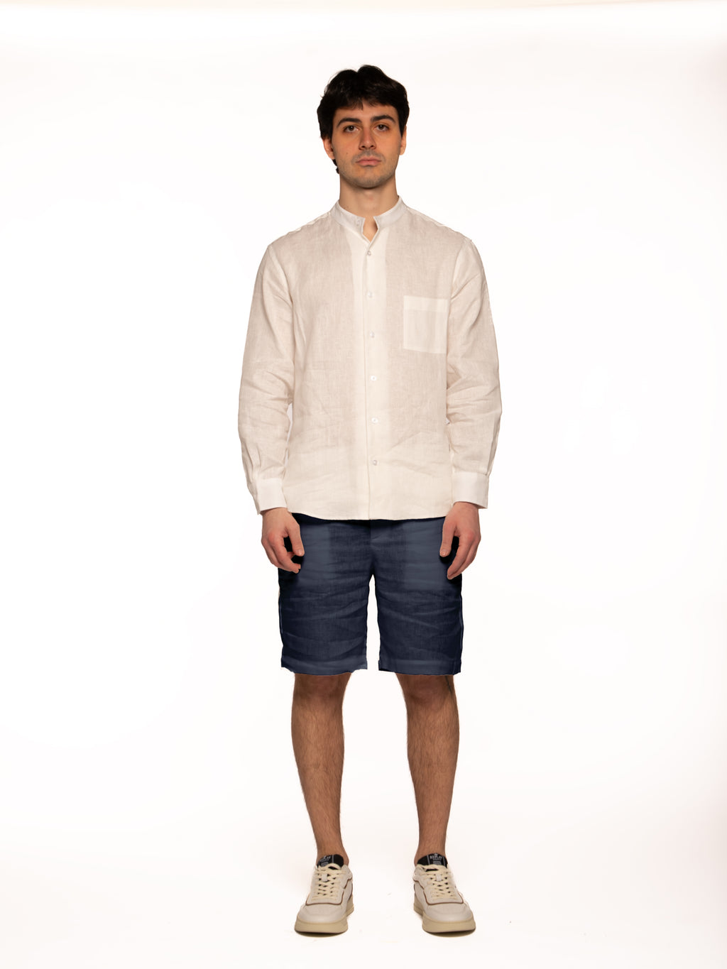 Pantalone Looper in lino BLU