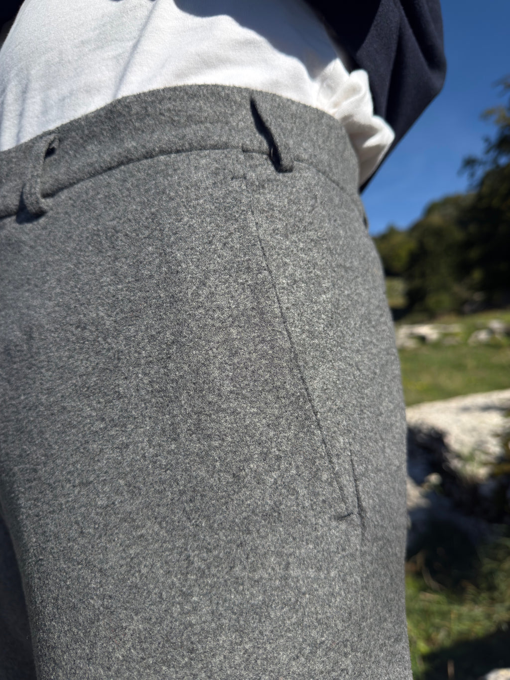Pantalone Rayon in lana viscosa FUCILE/NERO